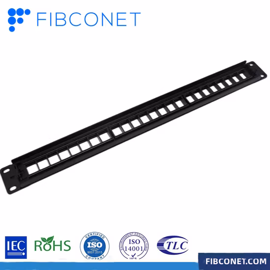 RJ45モジュラー用データセンターの19インチ24ポート光ファイバー光学ラックマウントイーサネットネットワークパッチパネル